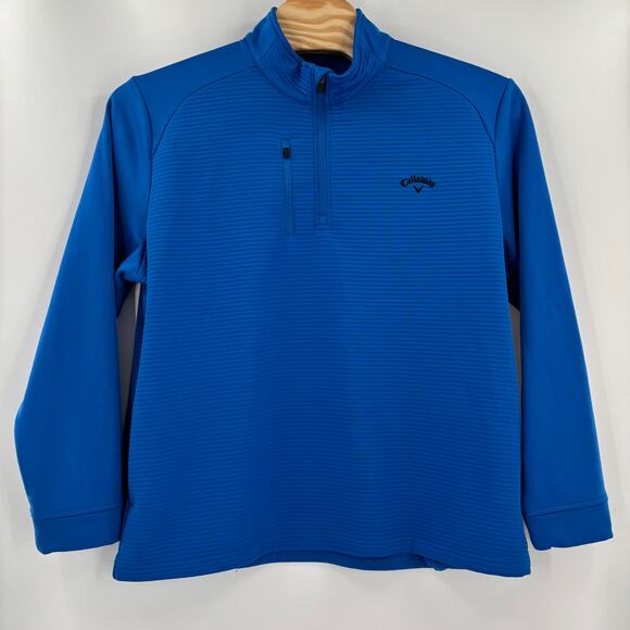 Callaway Mens 2Xl Blue 1/4 Zip Ribbed Long Sleeve Pullover Sweater - Picture 5 of 6